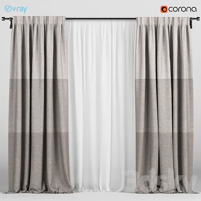 Light curtains in three colors + white tulle. 3DModel