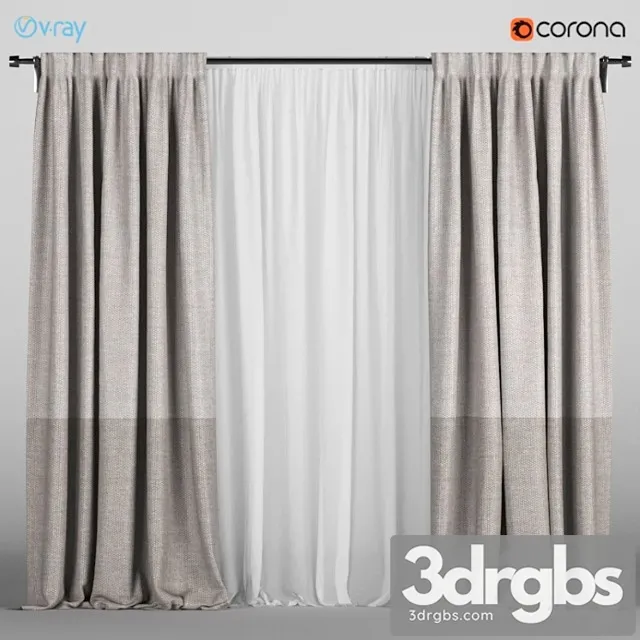 Light curtains of two colors + white tulle. 3D Model Free