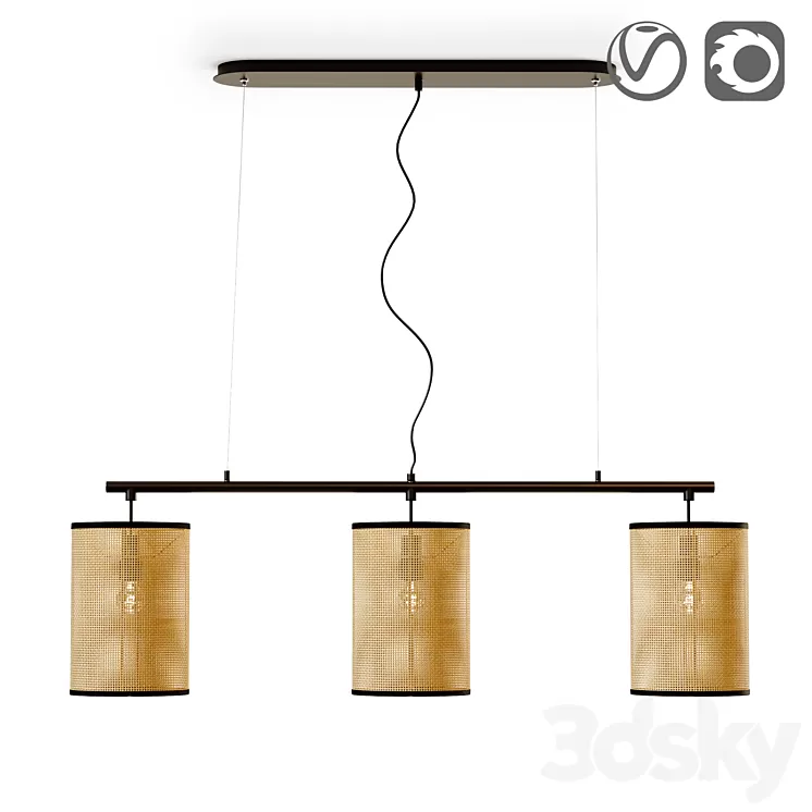 Light in metal and wicker material Cara 3D Model