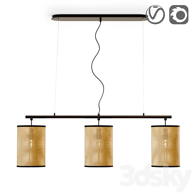 Light in metal and wicker material. Cara 3DModel
