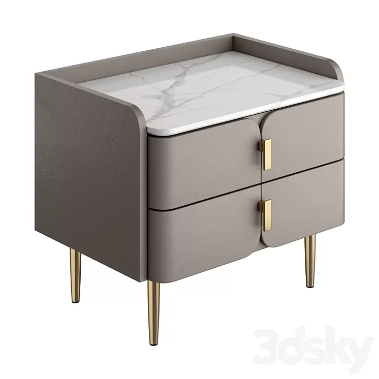 Light luxury bedside table 3D Model Free