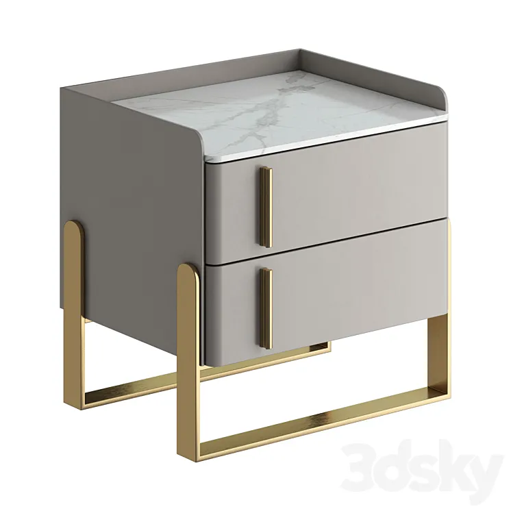 Light luxury bedside table 3D Model Free