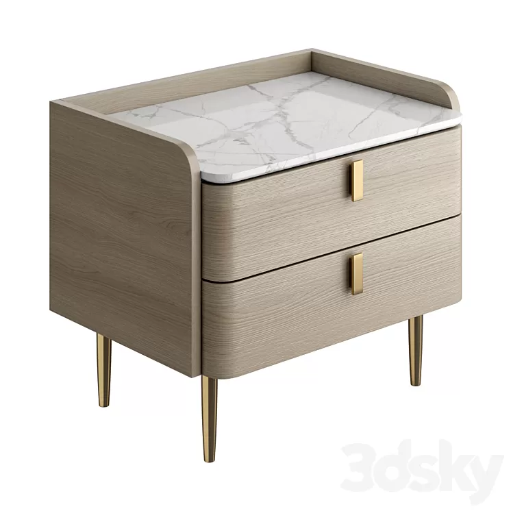 Light luxury bedside table 3D Model Free