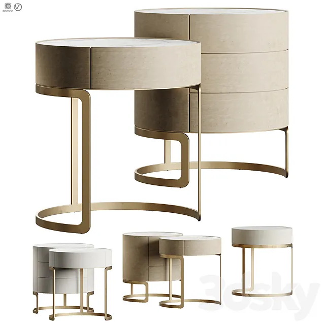 Light Luxury Circle Marble Bedside GG42 2024 3D Model