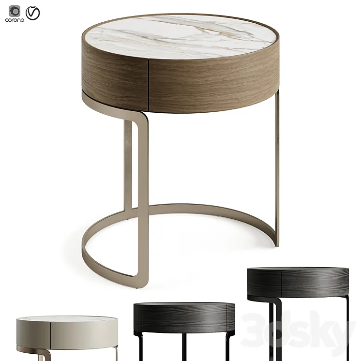 Light Luxury Circle Marble Bedside GG42 3D Model Free