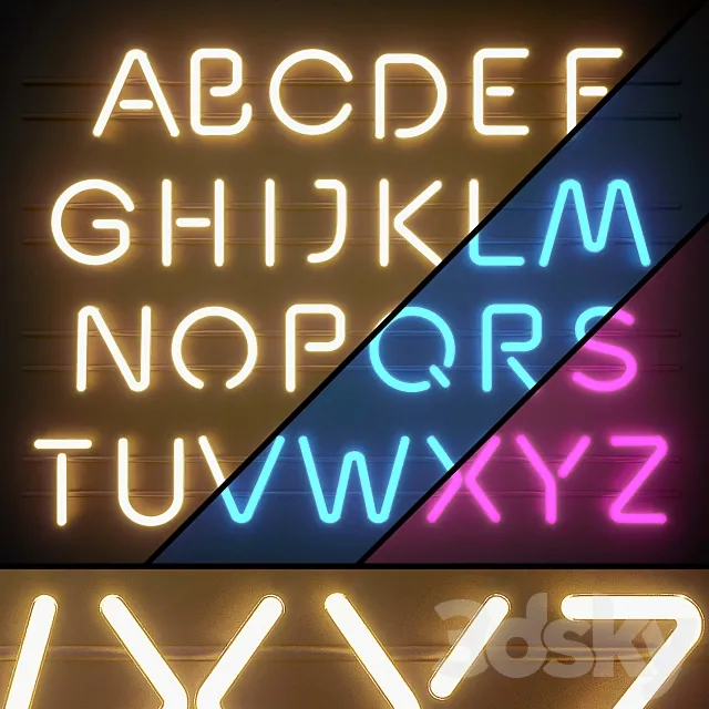 Light modules. Set 06. Neon Alphabet Free Download