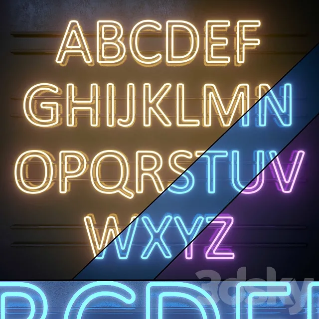 Light modules. Set 08. Neon Alphabet Free Download