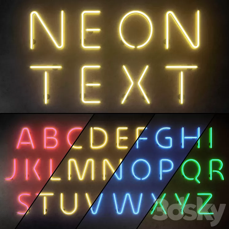 Light modules. Set 10. Neon Alphabet 3D Model