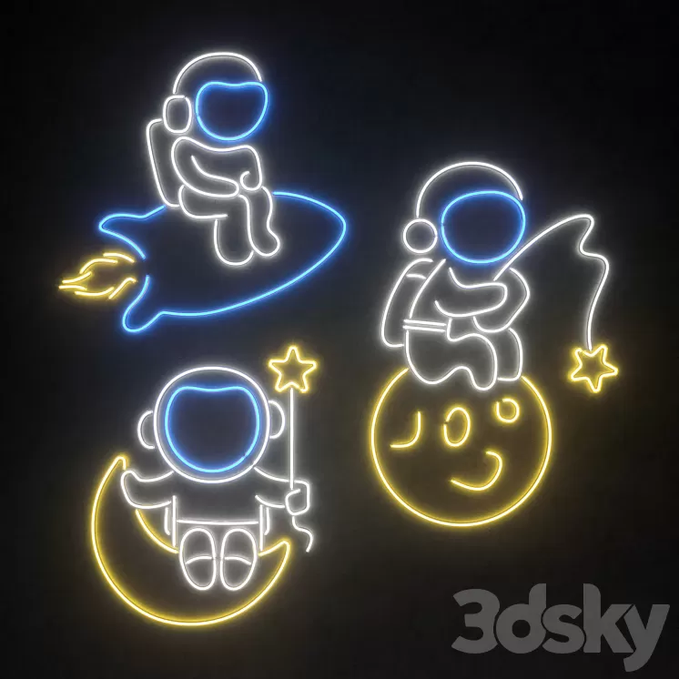 Light modules Set 164 Neon 3D Model Free Download