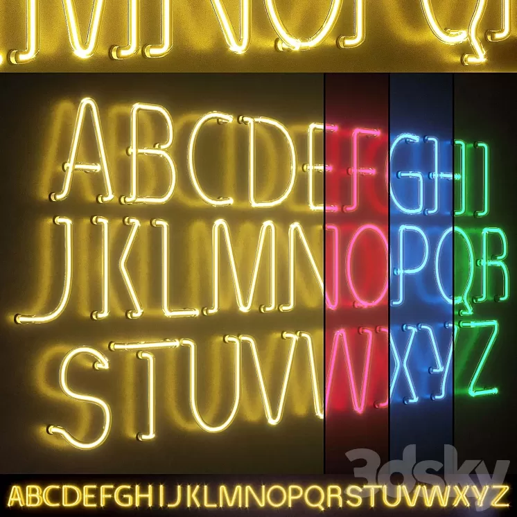 Light modules. Set 25. Neon Alphabet 3D Model