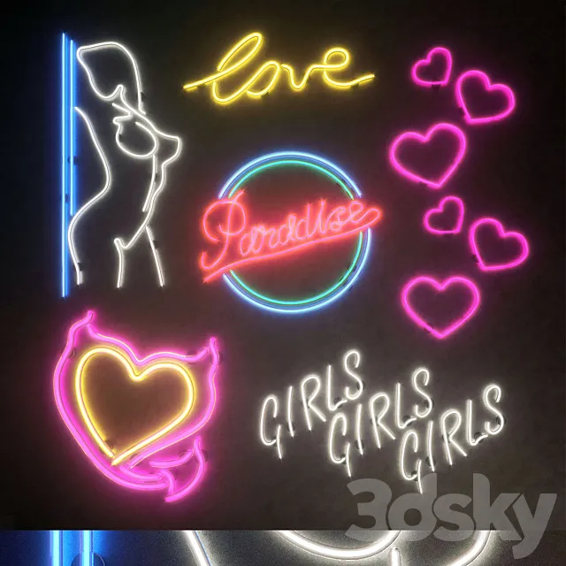 Light modules. Set 34. Neon 3DModel