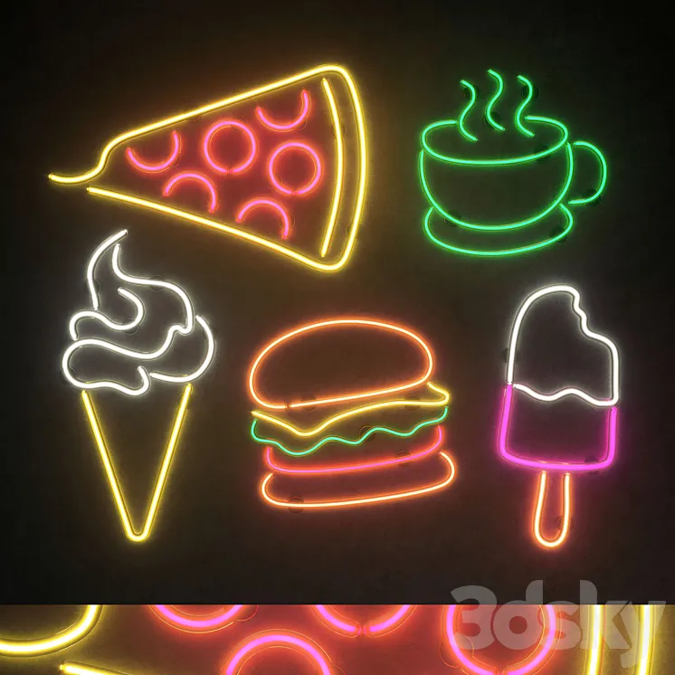 Light modules Set 63 Neon 3D Model Free Download