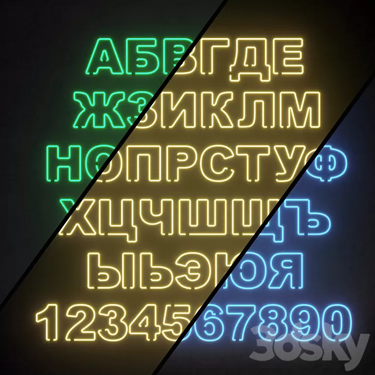 Light modules. Set 81. Neon Alphabet 3D Model Free Download
