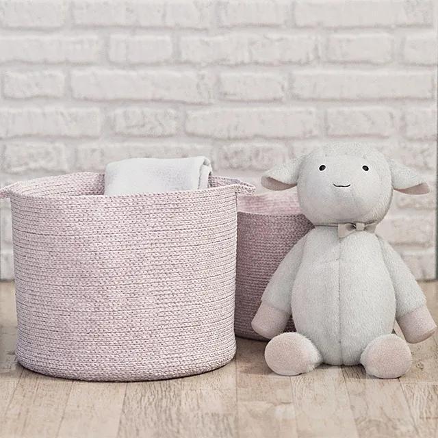Light Pink Sloan Cotton Rope Storage - Pottery Barn Kids 3DModel