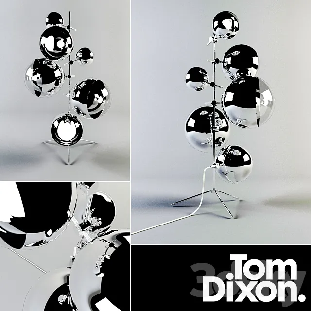 LIGHT TRIPOD STAND MIRROR BALLS 3D Model