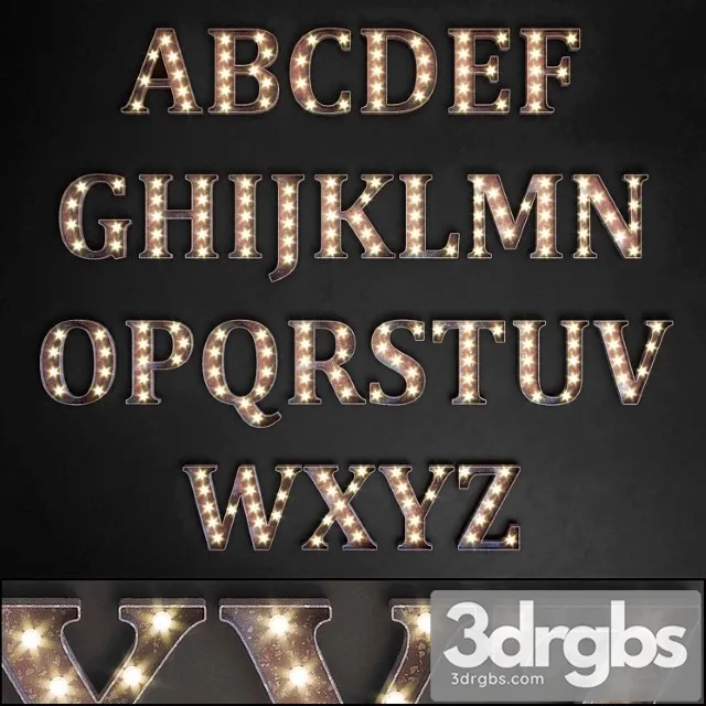Lighted metal sign. set 13. alphabet 3D Model Free