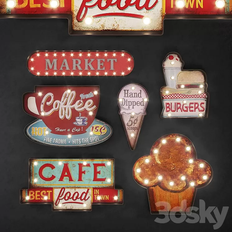 Lighted Metal sign Set 24