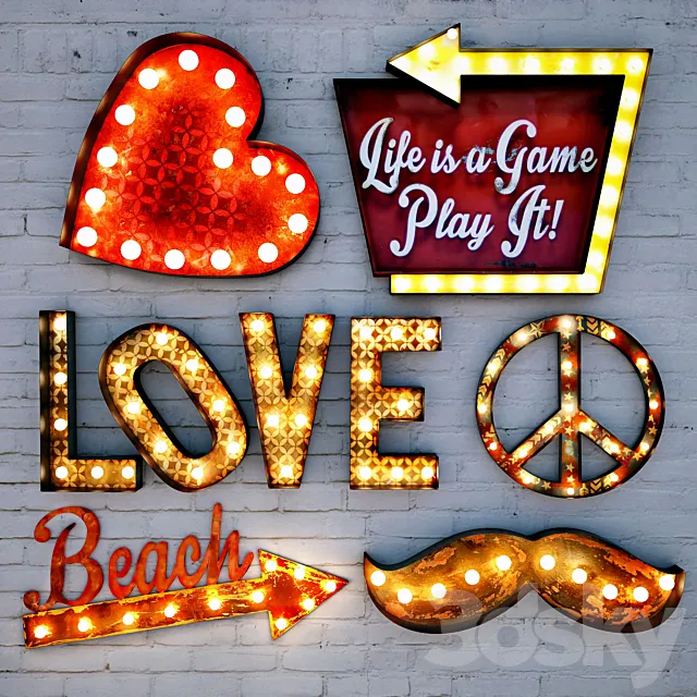 Lighted Metal sign. Set 4 Free Download
