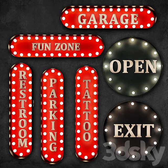 Lighted Metal sign. Set 8 Free Download