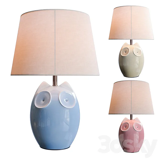 Lighting and Interiors - Hector Owl Table Lamp (blue. cream. pink) 3DModel
