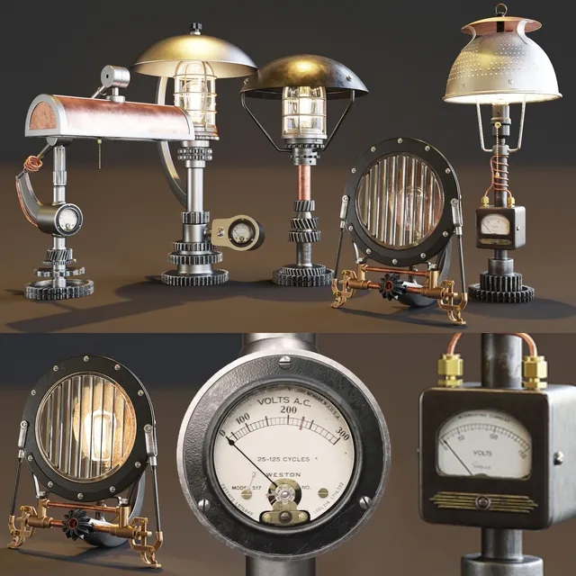 lighting - Ave Machine brothers lamps set 3D Model