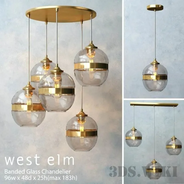 lighting - Banded Glass Chandelier 3D Model
