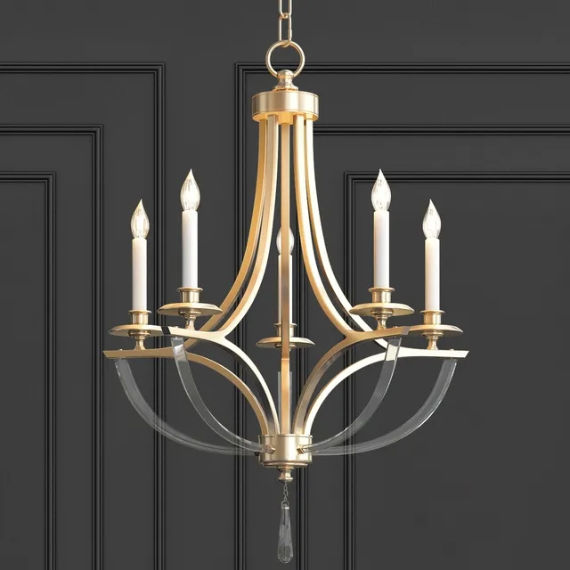 lighting - Bent 5-Light Crystal Chandelier 3D Model