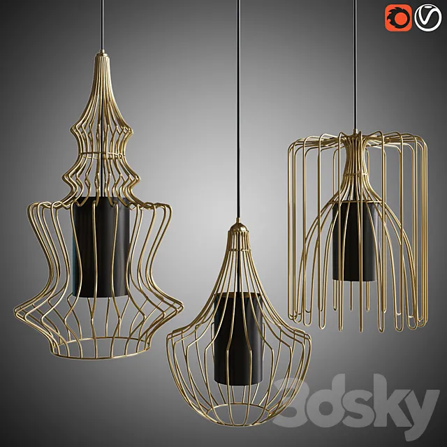 Lighting Cage Doree ROCHE BOBOIS 3D Model