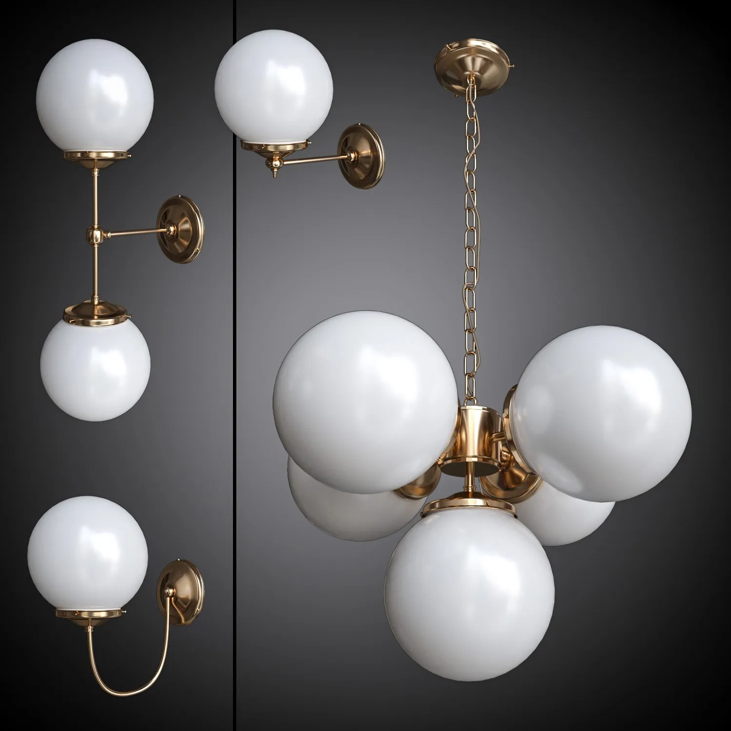 lighting - Chandelier and sconce set Mullan 3D Model