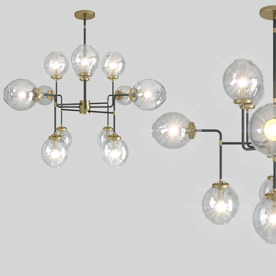 lighting - Chandelier Bistro Globe clear glass  12 3D Model