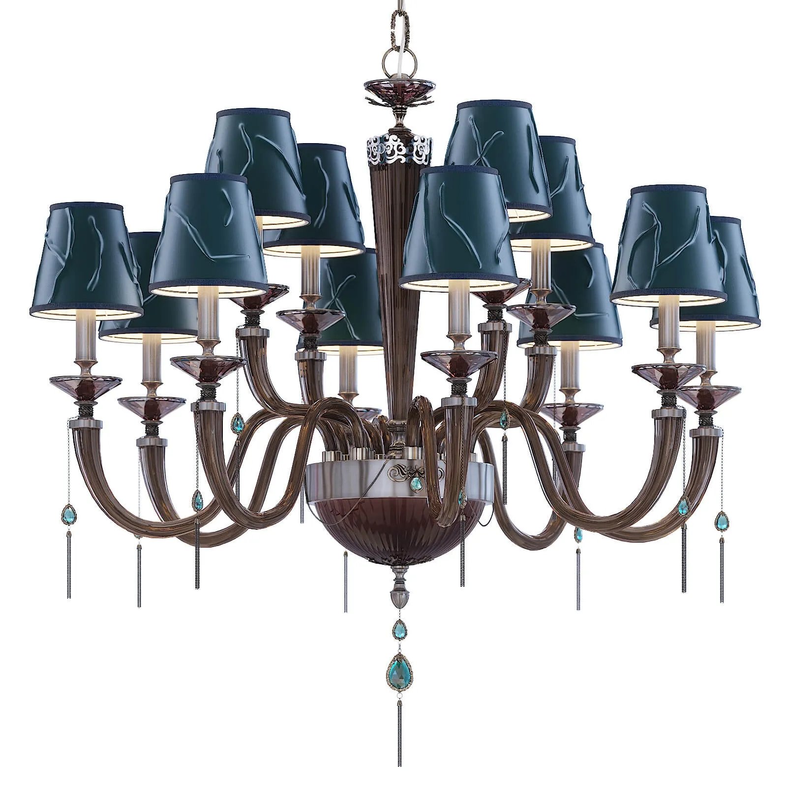 lighting - Chandelier Euroluce Julienne Fume shade L8 + 4 Green 3D Model