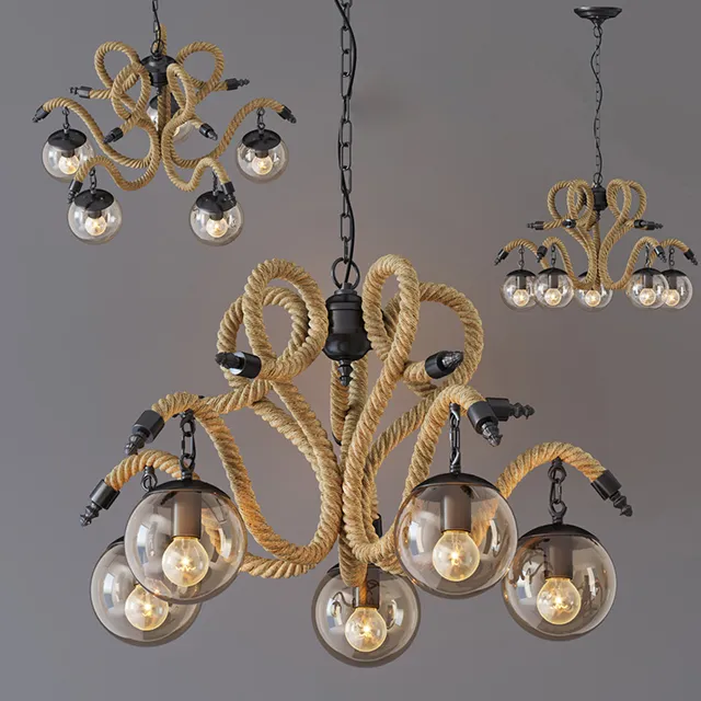 lighting - Chandelier Lobe Rope 5 3D Model