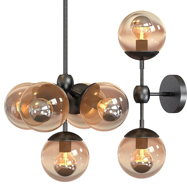 lighting - Chandelier Modo 5 Globes 3D Model