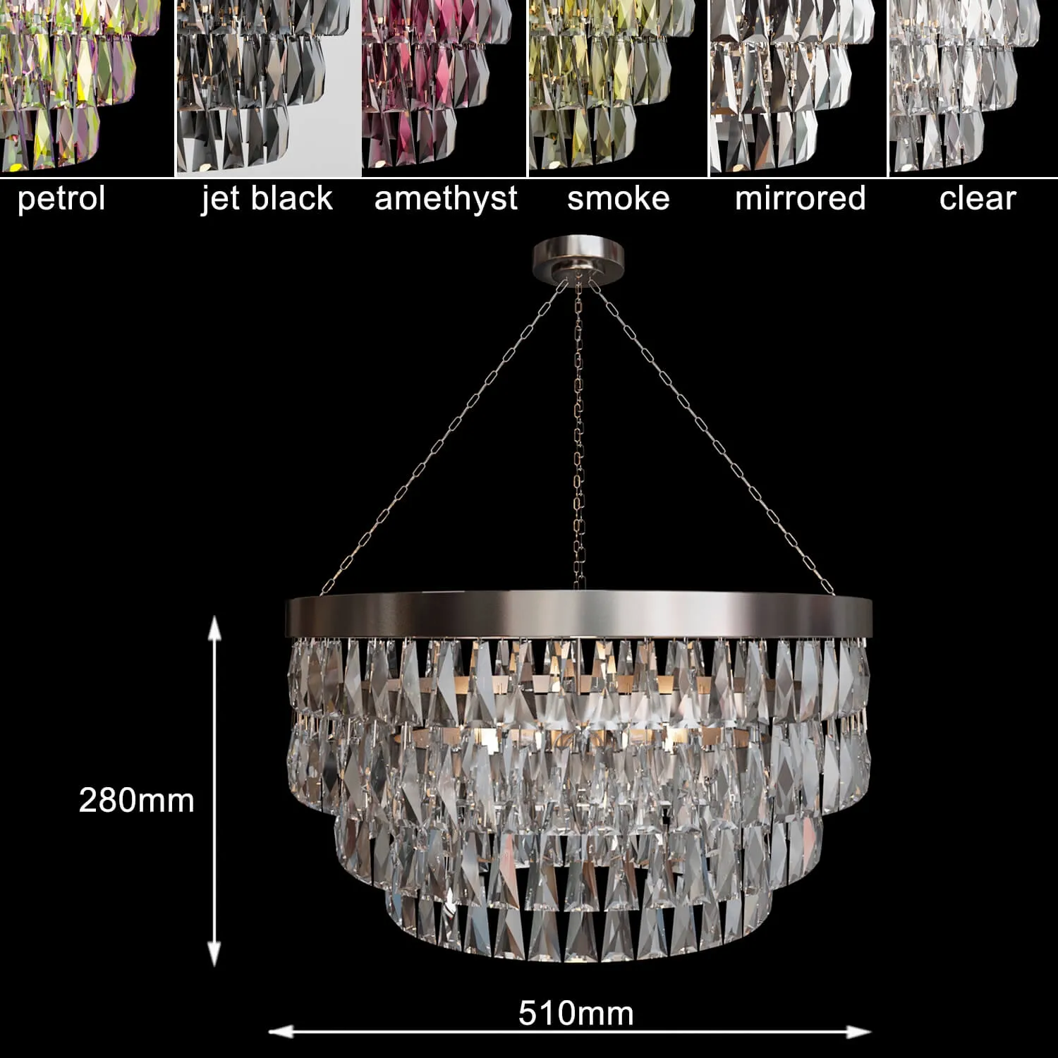 lighting - Chandelier Shallow with Crystal 510mm 3D Model
