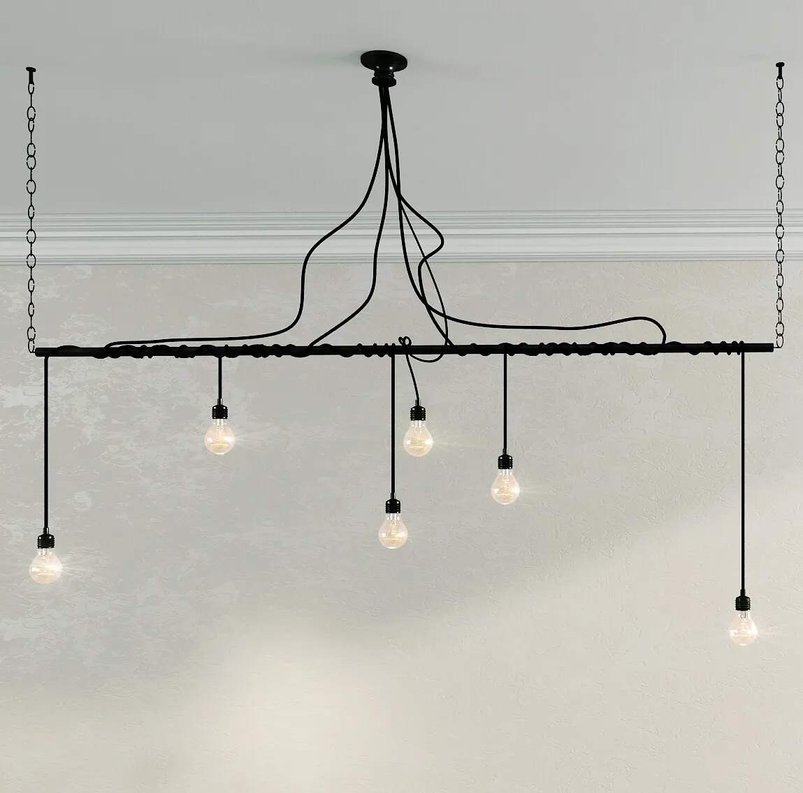 lighting - Chandelier style Loft with six lamps 3D Model