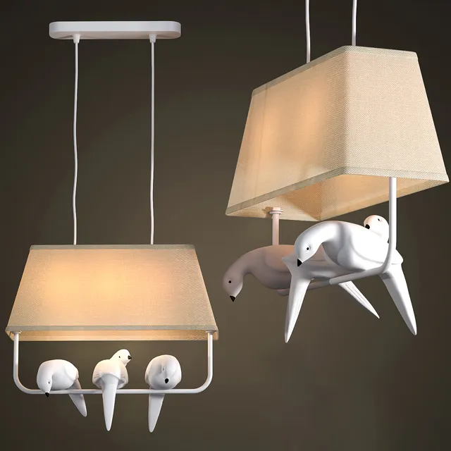 lighting - Chandelier with birds 6 3D Model
