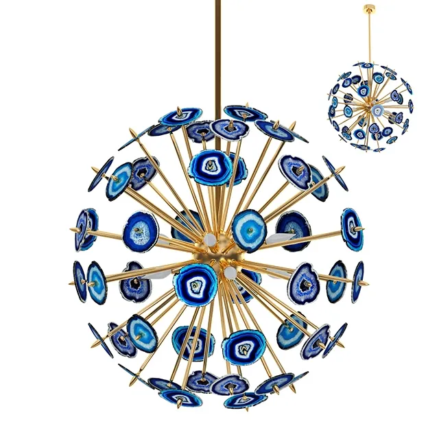 lighting - Chandelier with blue agate 3D Model