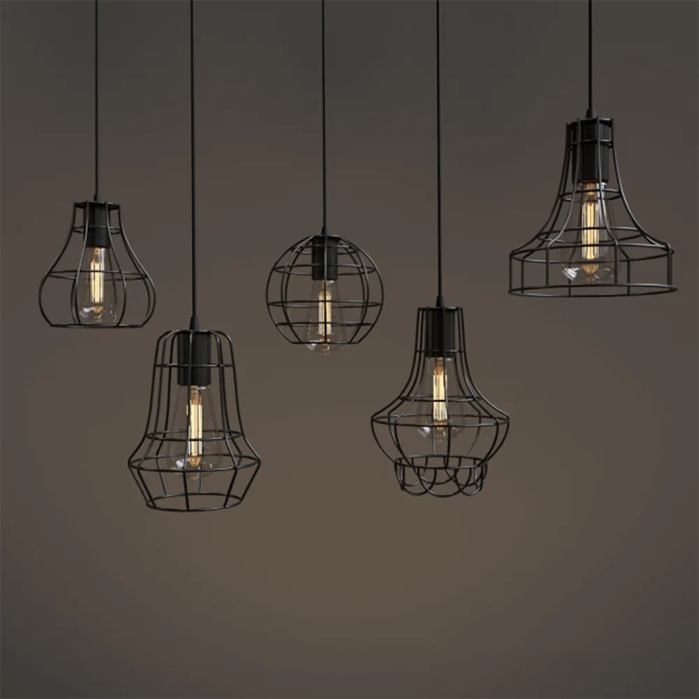 lighting - Contemporary pendant light black metal frame 3D Model