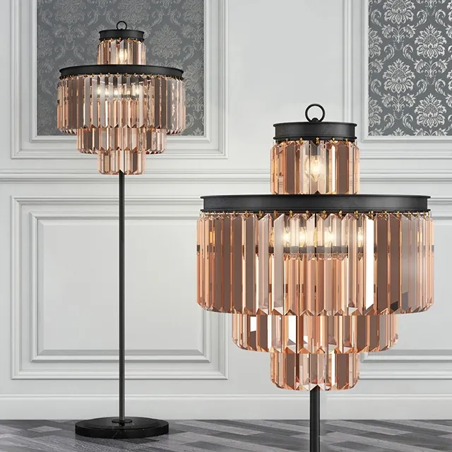 lighting - Glass  floor lamp  4 rings 3D Model