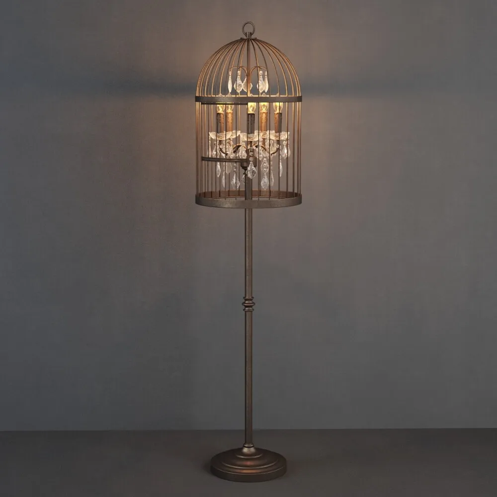 lighting - Gramercy Home - Birdcage crystal floor lamp FL008-5-ABG 3D Model