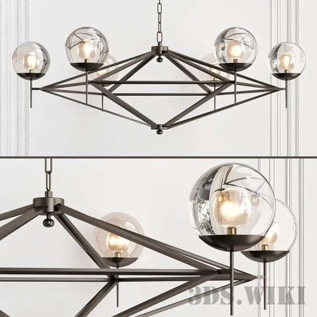 lighting - Modern Pyramid Glass Globes Chandelier 3D Model