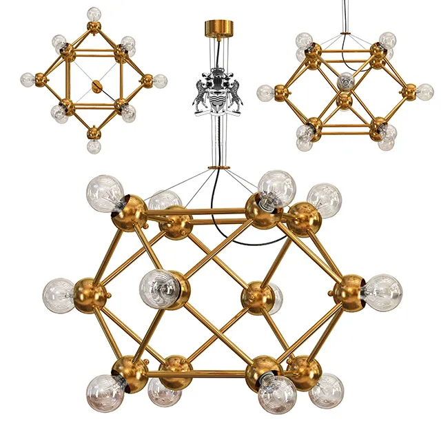lighting - Molecule gold chandelier 12 3D Model
