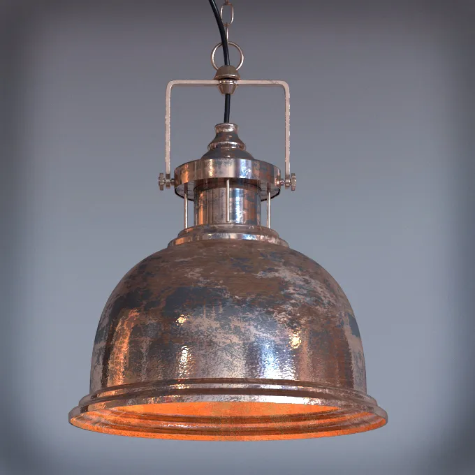 lighting - Old copper ceiling lamp 09 3D Model