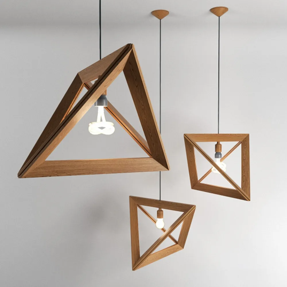 lighting - Pendant lights with wooden bodies 3D Model