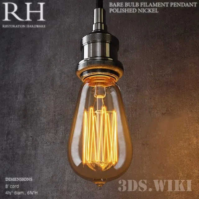 lighting - Restoration Hardware Bare Bulb Filament pendant 3D Model