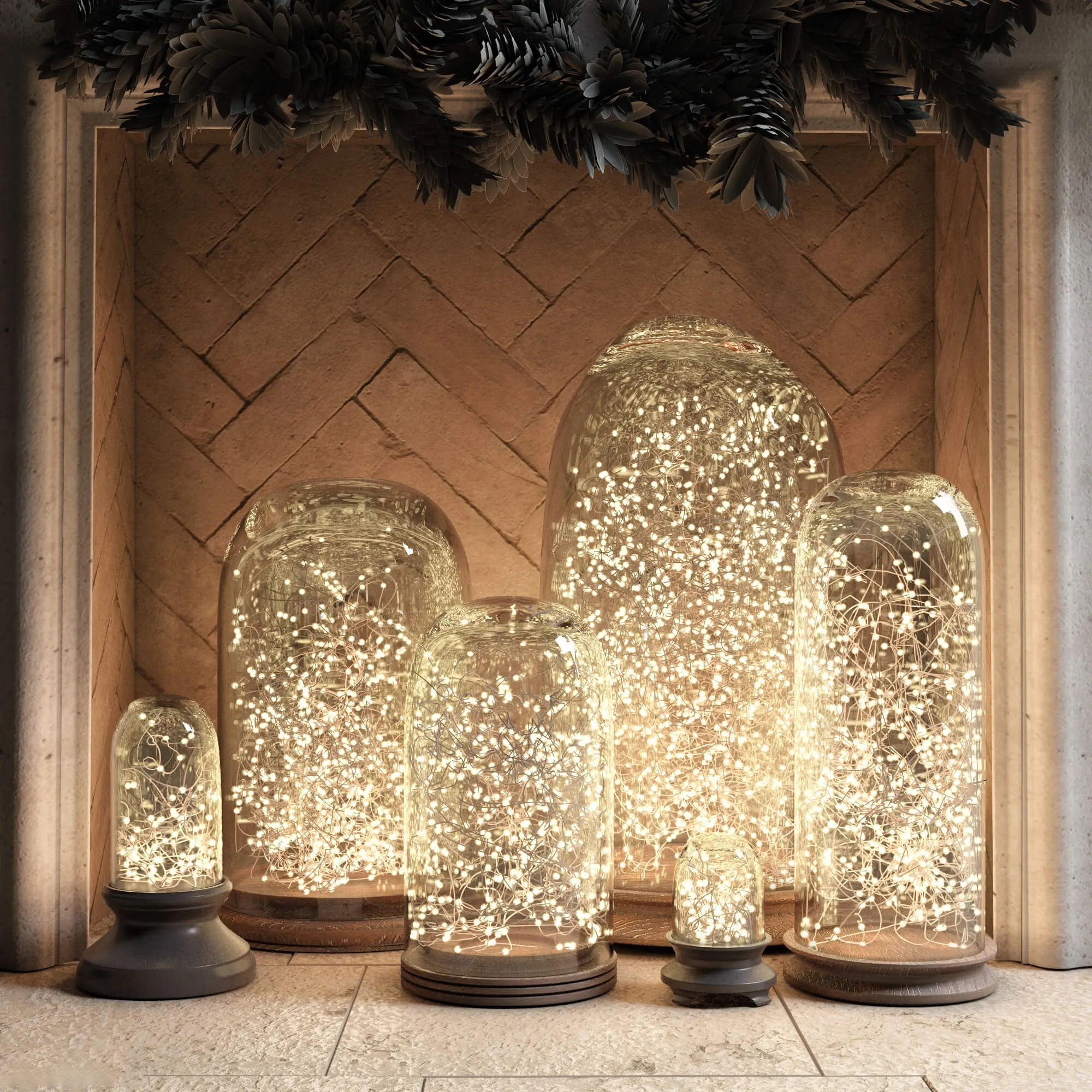 lighting - RH French glass cloche and starry string lights 3D Model