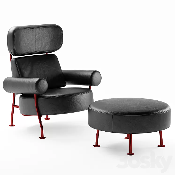 Ligne Roset Astair armchair and puff 3D Model