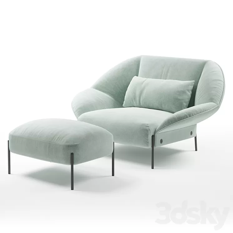 Ligne Roset Paipai armchair footstool 3D Model