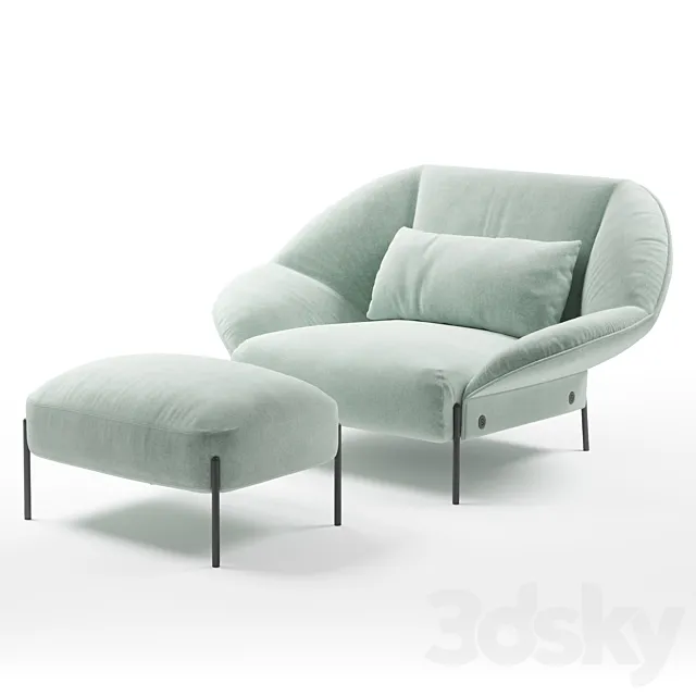 Ligne Roset Paipai armchair. footstool 3DModel