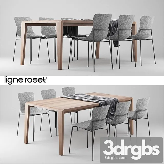 Ligne Roset Spirit Of Forest Table and Ettoriano Chair 3D Model Free